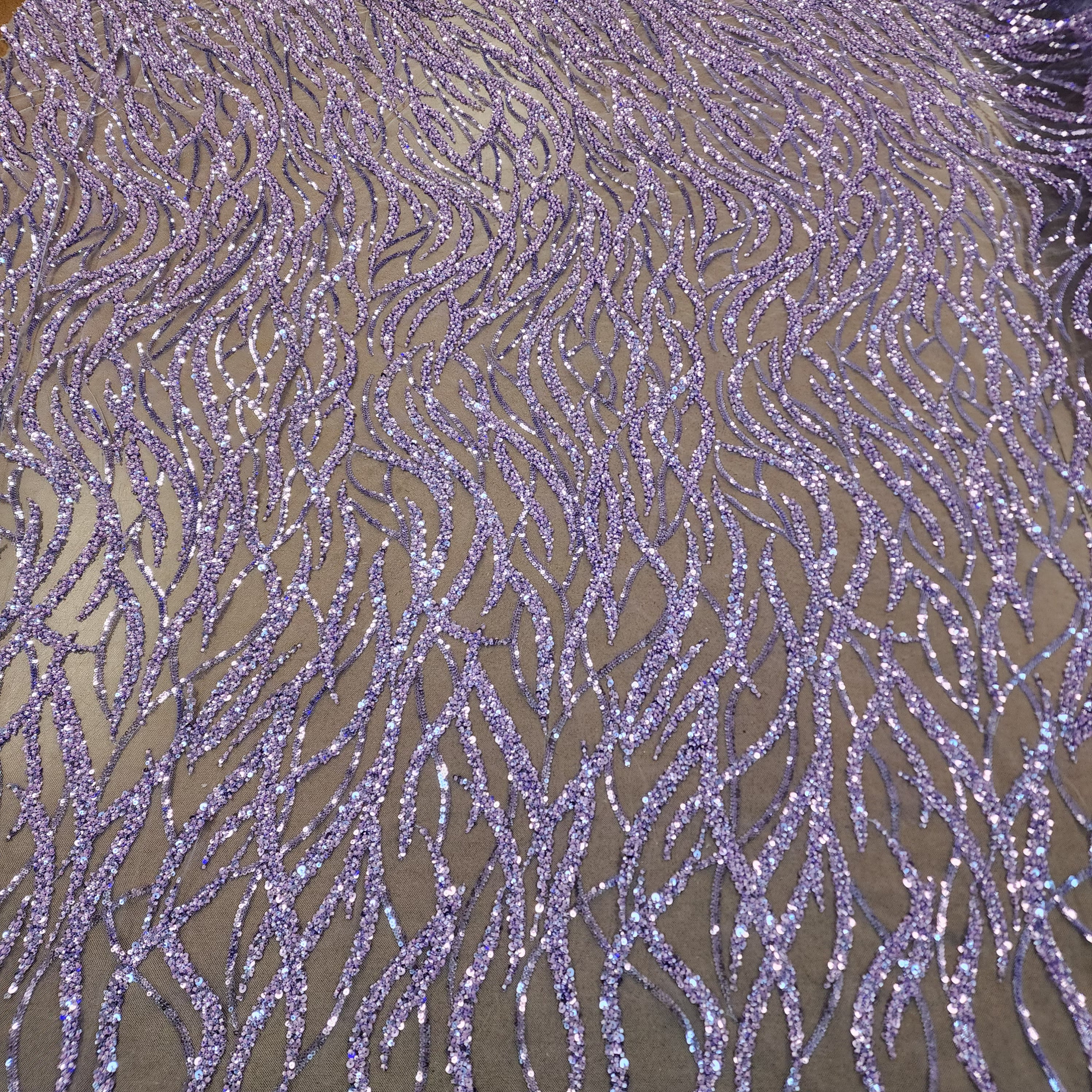 Flowing flame Beaded Sequin Lace (Lavender)