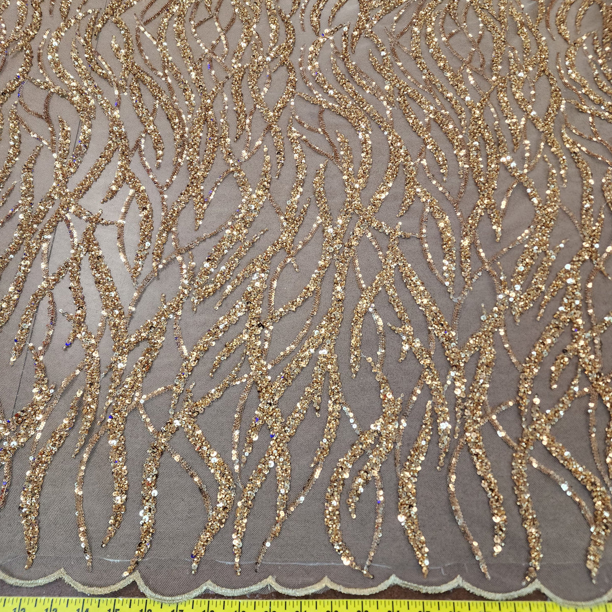 Flowing flame Beaded Sequin Lace (Gold)