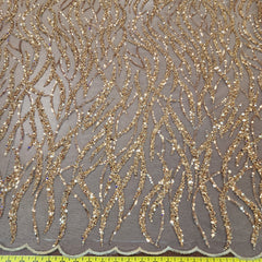 Flowing flame Beaded Sequin Lace (Gold)