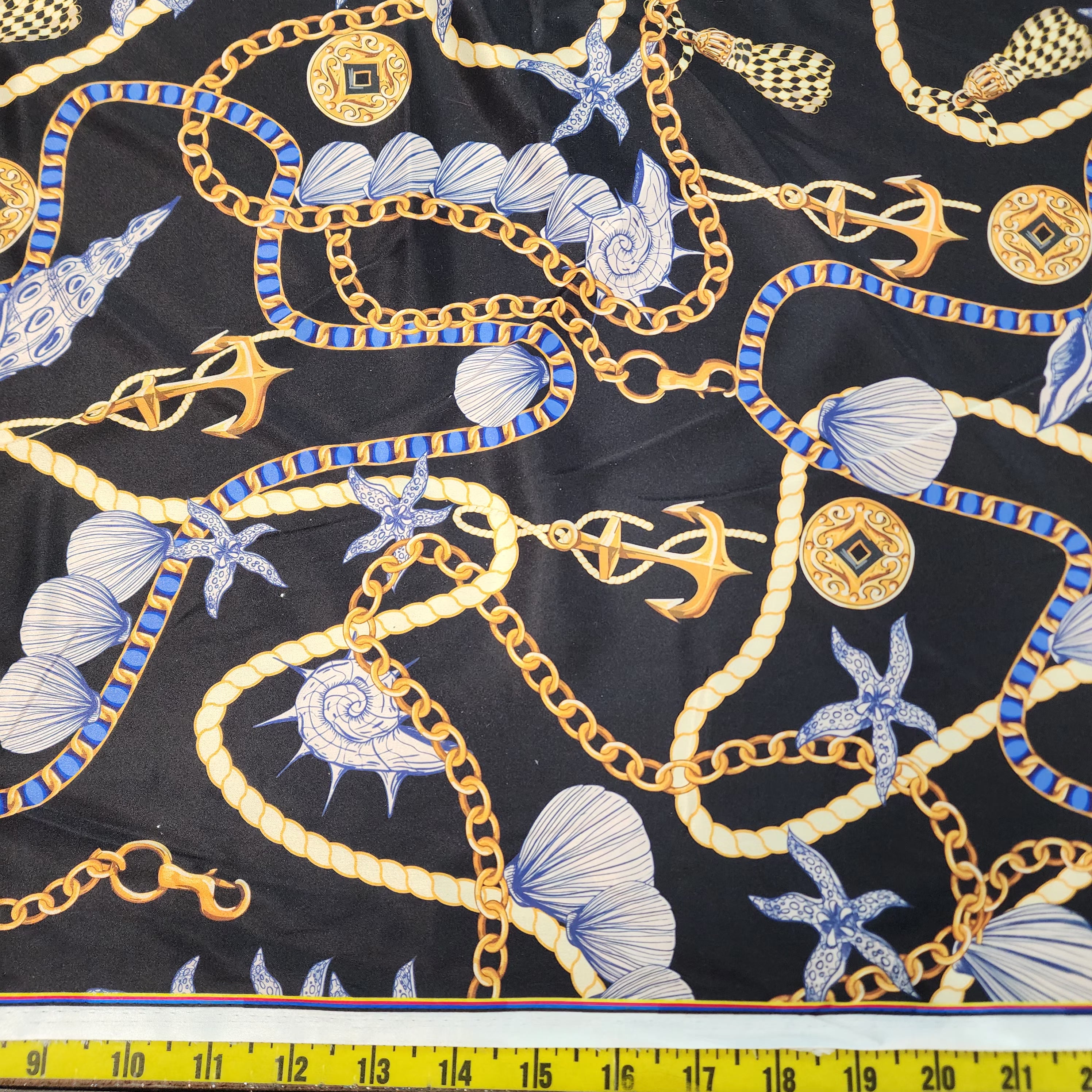 Printed Charmeuse Satin (Regal Chain and Tassel)