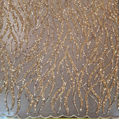 Flowing flame Beaded Sequin Lace (Gold)