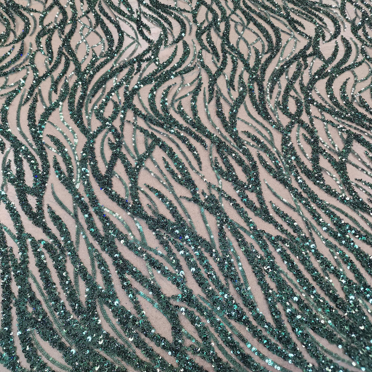 Flowing flame Beaded Sequin Lace (Green)